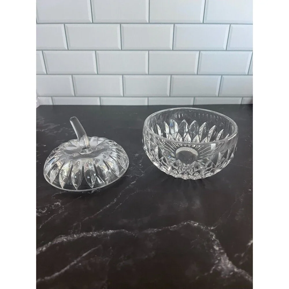 Vintage Gorham Althea Cut Crystal Covered Apple Sugar Bowl Trinket Candy Dish